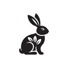 Black Color Bunny silhouette design Vector Illustration, Solid White Background 6.eps