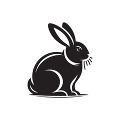 Black Color Bunny silhouette design Vector Illustration, Solid White Background 8.eps