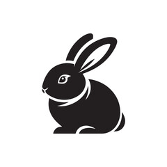 Black Color Bunny silhouette design Vector Illustration, Solid White Background 9.eps