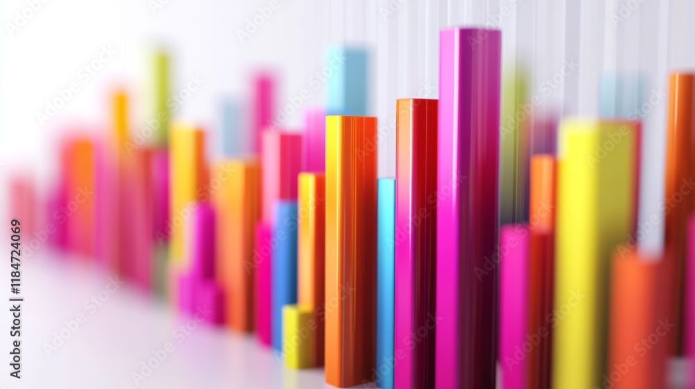 Aufkleber a detailed d bar graph with vibrant, multicolored bars, representing data trends in a business prese