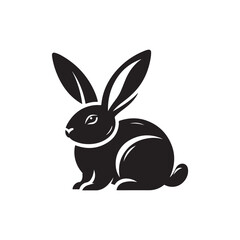 Black Color Bunny silhouette design Vector Illustration, Solid White Background 17.eps