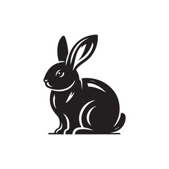 Obraz premium Black Color Bunny silhouette design Vector Illustration, Solid White Background 20.eps