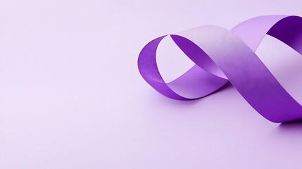 Purple Ribbon Swirling on Lavender Background