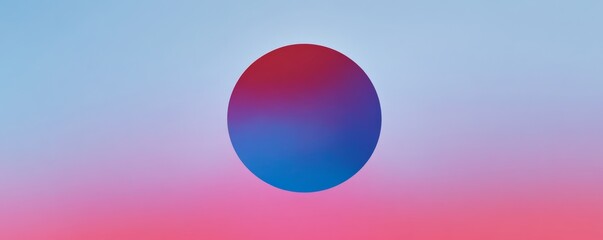 Red and Blue Gradient Sphere Floating on a Pastel Background