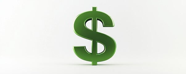 Obraz premium Green Dollar Symbol Standing on White Background Representing Wealth and Finance