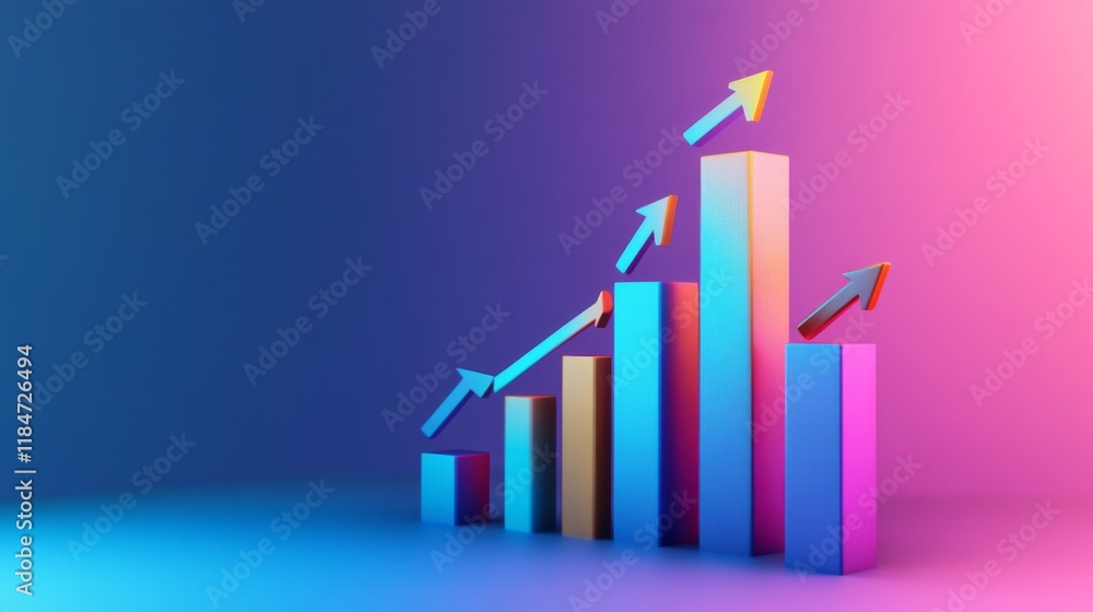 Aufkleber a dynamic d bar graph with arrows pointing upward, set against a gradient background, symbolizing da