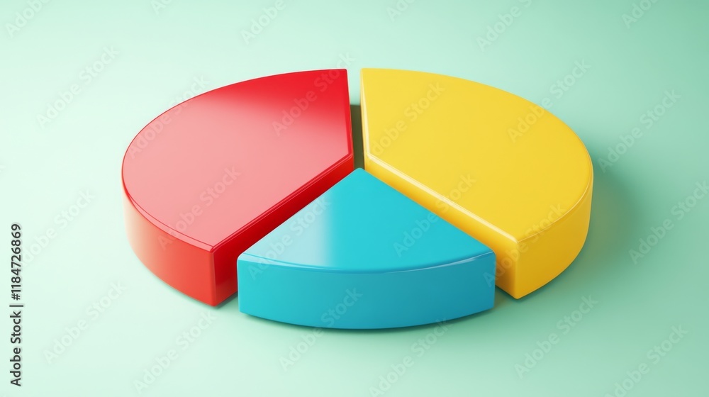 Poster a dynamic d pie chart with swirling segments, creating an engaging visual that represents changing m