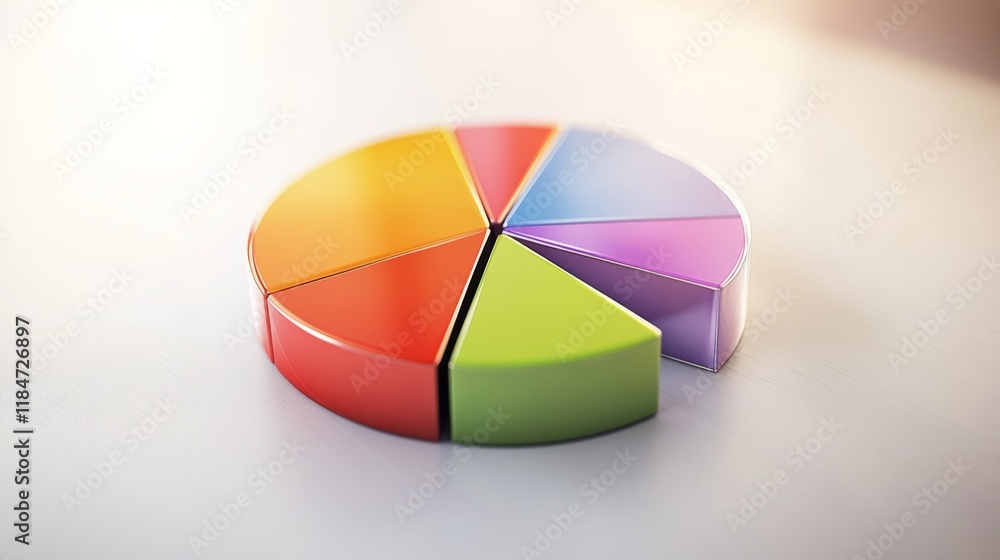 Poster a dynamic d pie chart with swirling segments, creating an engaging visual that represents changing m