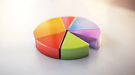 Obraz premium A dynamic D pie chart with swirling segments, creating an engaging visual that represents changing market conditions and real-time data analysis.