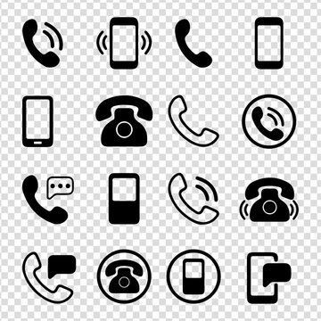 Phone icon set Telephone call sign Contact us Vector illustration