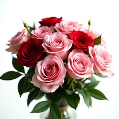 Naklejka premium Red & Pink Rose Bouquet, Floral Arrangement, Fresh Flowers, Valentine's Day