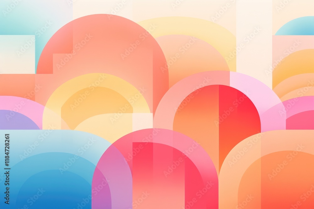 Poster soft pastel shapes blend harmoniously in a gentle composition, creating a serene atmosphere perfect 