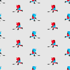 Hockey player pattern seamless. ice hockey background. Baby fabric texture