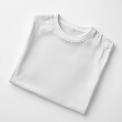 Simple White Folded T-Shirt on Clean White Background for Apparel Display
