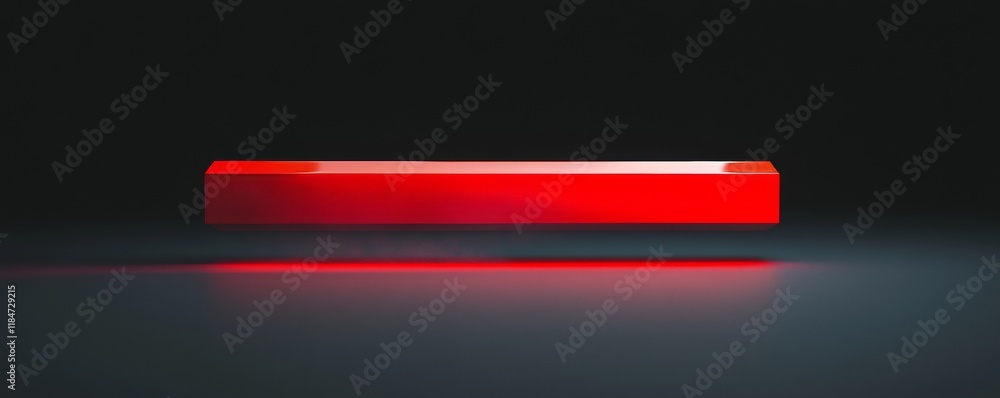 Poster red glowing rectangular bar floating over dark surface