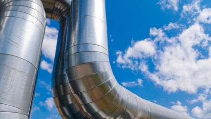 pipeline close-up against blue sky