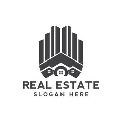 Fototapeta premium Modern real estate logo, building, roof, construction, real, estate, flat fully editable vector template, real estate corporate logo. Home logo vector template. Corporate real estate logo