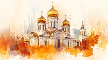 Serene background with an Orthodox church, inspiring tranquility.