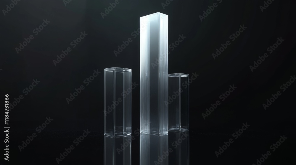Fototapete a futuristic d bar graph floating in space, with transparent bars of different heights, set against 
