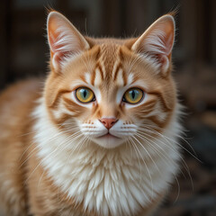 Majestic tabby cat with striking green eyes and a lush fur coat, basking in natural light &ndash; the perfect embodiment of feline grace and charm