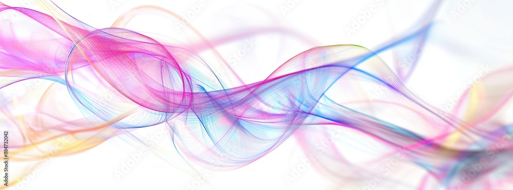 Poster an abstract background featuring a banner with 3d waves in pink and blue, with copy space. created b