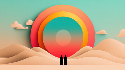 The forgiver, A serene image depicting a coral and mint sky with a glowing pastel effect, designed for high fidelity and enhanced clarity in visuals.