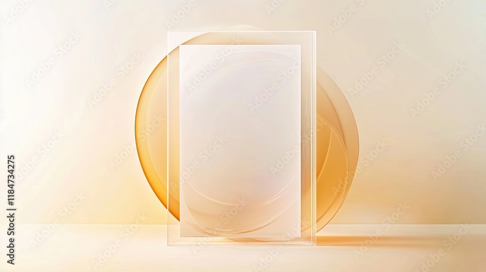 Aufkleber a current abstract background in white and gold, with geometric square shapes highlighted by light a