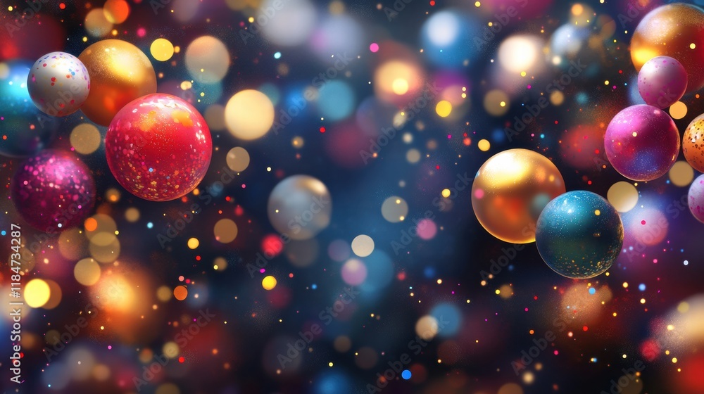 Aufkleber Colorful festive balloons and sparkling lights create a joyful atmosphere for celebrations and parties throughout the year. Generative AI