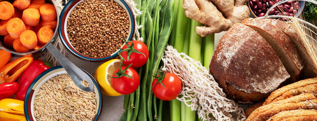 Healthy food concept for a high fiber diet.