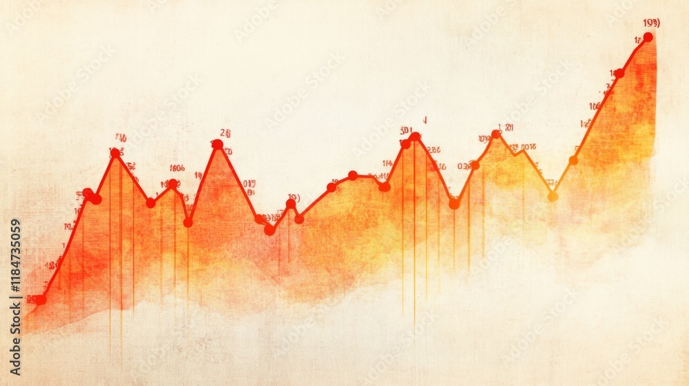 Poster a high-resolution image of a business financial graph with rising lines and bars, overlaid with nume