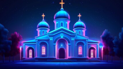 Fototapeta premium Serene background with an Orthodox church, inspiring tranquility.