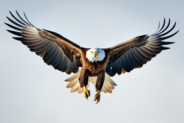 Fototapeta premium The Majestic Journey of an Eagle in Flight Across the Horizon