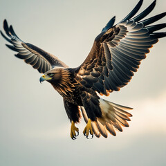 Obraz premium The Majestic Journey of an Eagle in Flight Across the Horizon