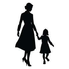 Obraz premium silhouette of a woman and kids 