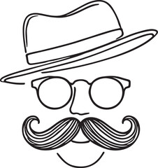 Father’s Day Mustache and Glasses Illustration. Minimalist Line Art Vector