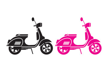 Fototapeta premium scooter silhouette vector on white background , Old scooter silhouette, Classic scooter silhouette