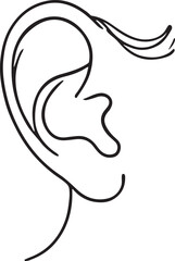 Simple Ear Line Art Design in Vector Format