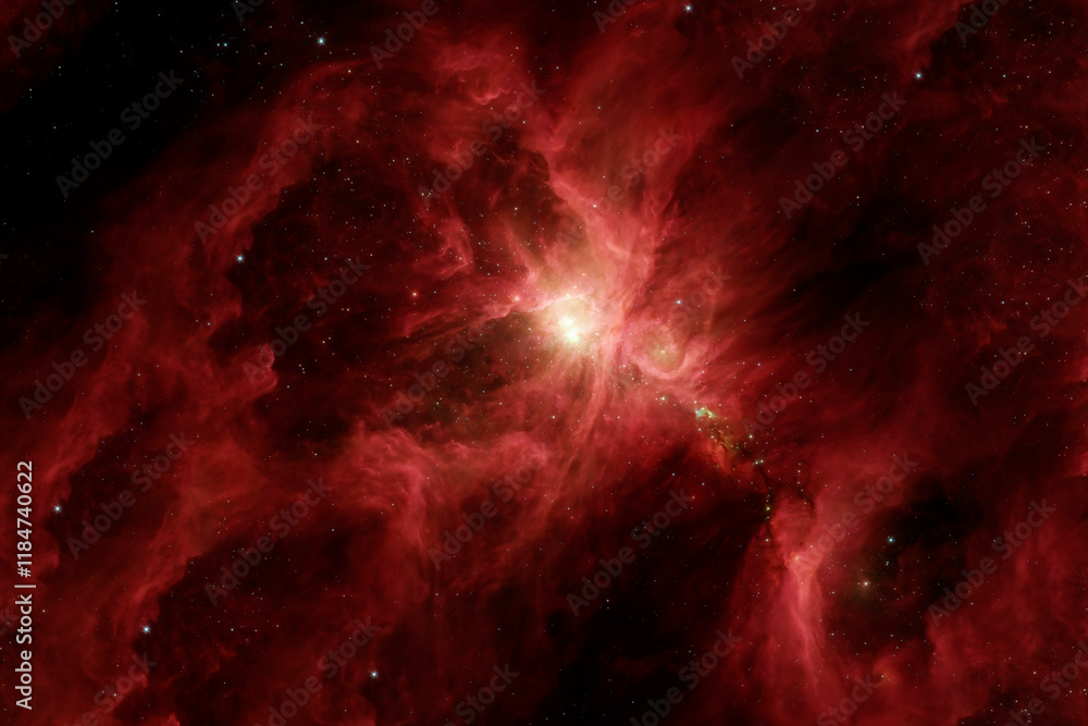 Wall mural bright red space nebula. elements of this image furnished by nasa