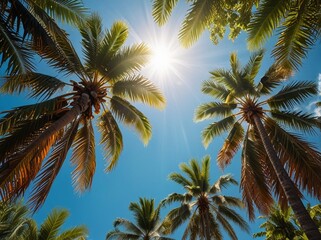 Obraz premium palm trees on sky background