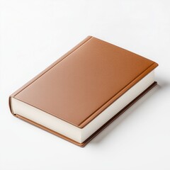 Mockup brown hardcover book isolated white background.