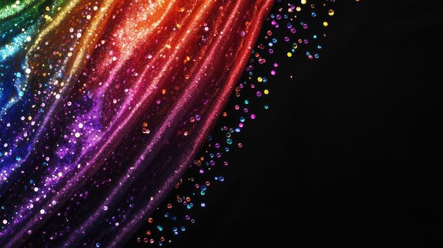 Rainbow-colored bubbles with prism light effects on a black velvet background, striking and elegant, colorful bubbles, luxury theme