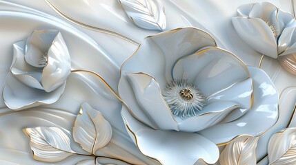 Poppy flower, background floral decoration, 3D illustration.