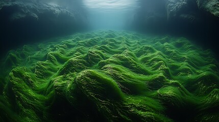 Fototapeta premium Underwater Green Algae Forming Rolling Hillscapes