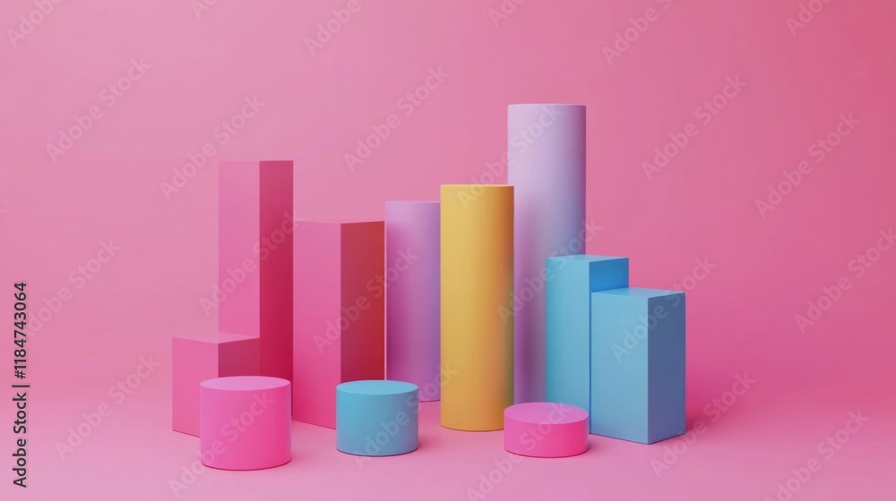 Leinwandbilder a modern d financial bar graph with interconnecting bars, symbolizing relationships between differen
