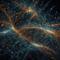 Quantum entanglement visualized as particles communicating across distances.