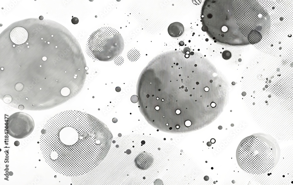 Poster abstract gray circles background monochrome dots bubbles texture