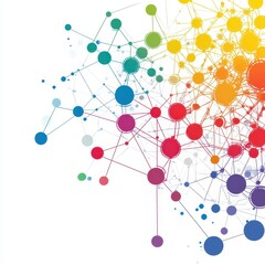 Abstract Network Rainbow Nodes Connections Visualization Graphic Design