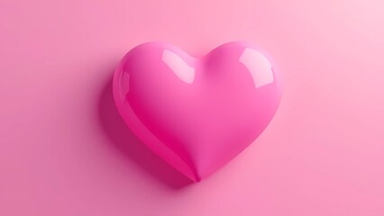 A glossy pink heart on a pink background symbolizing love and valentine's day