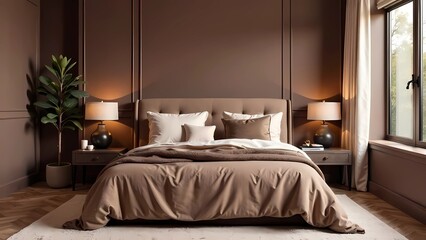 Modern interior design with Pantone 2025 Colour of the Year Mocha Mousse	
