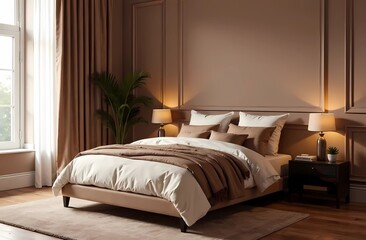 Modern interior design with Pantone 2025 Colour of the Year Mocha Mousse	
